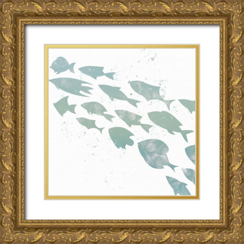 Swimming 2 Gold Ornate Wood Framed Art Print with Double Matting by Allen, Kimberly