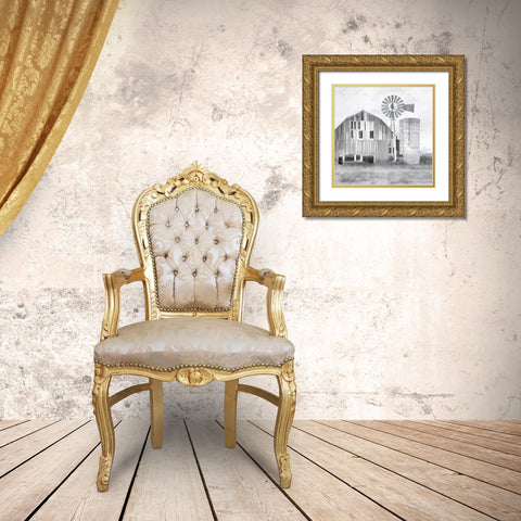 Grandfathers Barn Gold Ornate Wood Framed Art Print with Double Matting by Allen, Kimberly