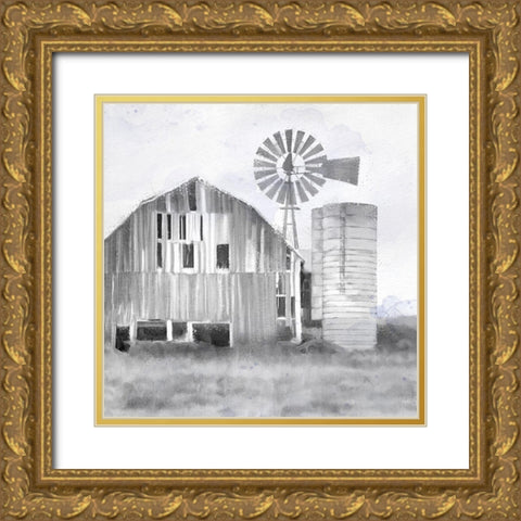 Grandfathers Barn Gold Ornate Wood Framed Art Print with Double Matting by Allen, Kimberly