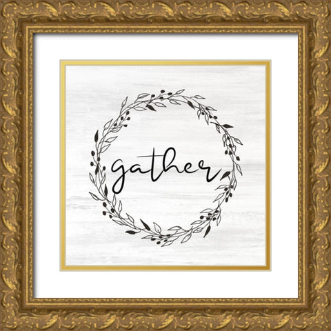 Gather Wreath Gold Ornate Wood Framed Art Print with Double Matting by Allen, Kimberly