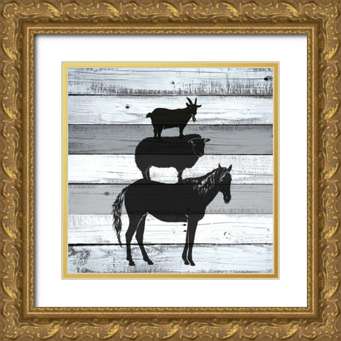 Neigh Baa Gold Ornate Wood Framed Art Print with Double Matting by Allen, Kimberly