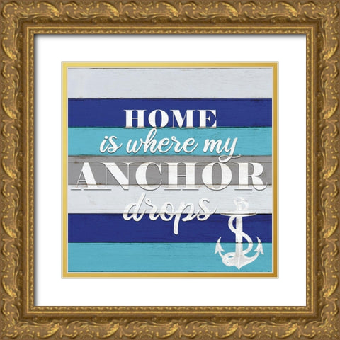 Anchor Home Gold Ornate Wood Framed Art Print with Double Matting by Allen, Kimberly