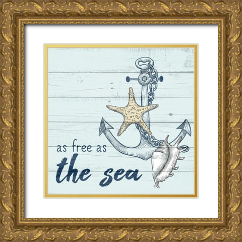 As Free as the Sea Gold Ornate Wood Framed Art Print with Double Matting by Allen, Kimberly