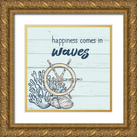 Happiness Comes in Waves Gold Ornate Wood Framed Art Print with Double Matting by Allen, Kimberly