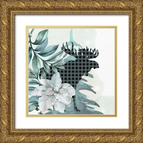Poinsetta Tree 1 Gold Ornate Wood Framed Art Print with Double Matting by Allen, Kimberly