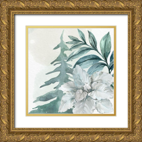 Poinsetta Tree 2 Gold Ornate Wood Framed Art Print with Double Matting by Allen, Kimberly