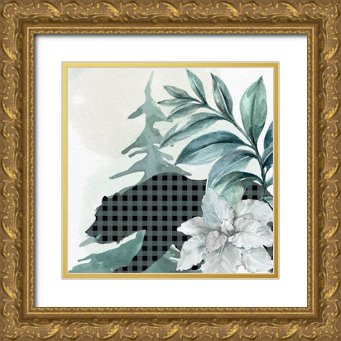 Poinsetta Tree 2 Gold Ornate Wood Framed Art Print with Double Matting by Allen, Kimberly