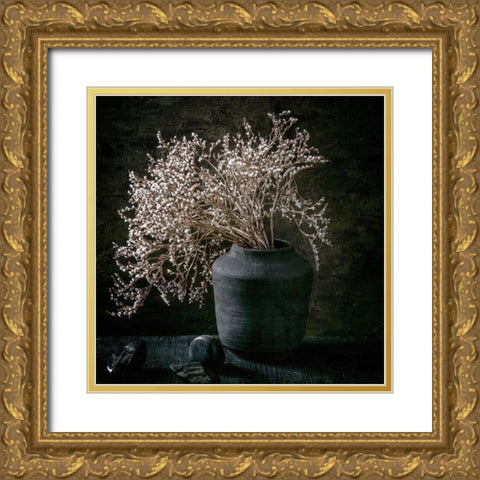 Stone Vase Shadow Gold Ornate Wood Framed Art Print with Double Matting by Allen, Kimberly