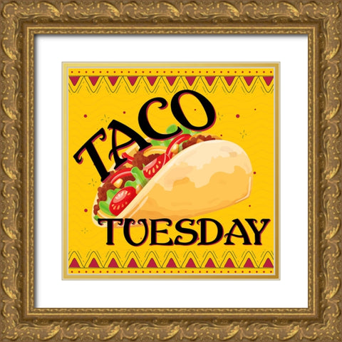 Taco Tuesday Gold Ornate Wood Framed Art Print with Double Matting by Allen, Kimberly