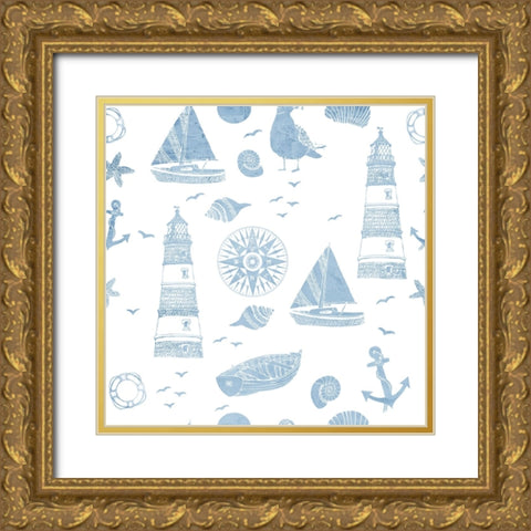 Lighthouse Coast  Pattern Gold Ornate Wood Framed Art Print with Double Matting by Allen, Kimberly