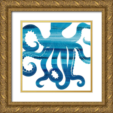 Ombre Octopus Reverse Gold Ornate Wood Framed Art Print with Double Matting by Allen, Kimberly