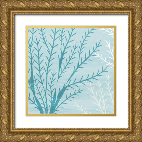 Seaweed Blue 2 Gold Ornate Wood Framed Art Print with Double Matting by Allen, Kimberly