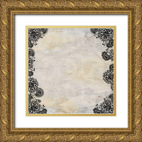 Sunflowers and Paisleys Gold Ornate Wood Framed Art Print with Double Matting by Allen, Kimberly
