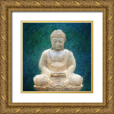 Serenity Blue Gold Ornate Wood Framed Art Print with Double Matting by Kimberly, Allen