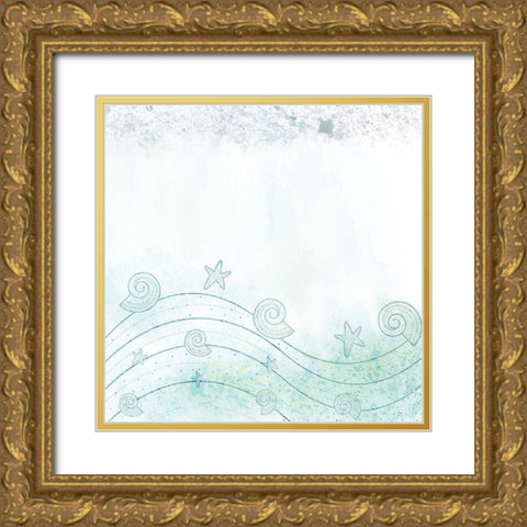 Splatter Sea Gold Ornate Wood Framed Art Print with Double Matting by Kimberly, Allen