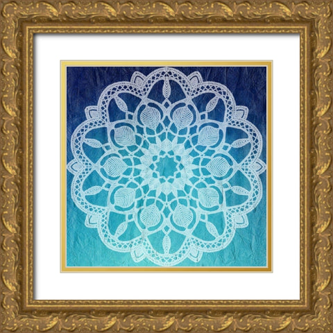 Indigo Mandala 1 Gold Ornate Wood Framed Art Print with Double Matting by Kimberly, Allen