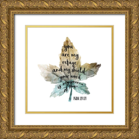 Psalm Leaf 1 Gold Ornate Wood Framed Art Print with Double Matting by Kimberly, Allen
