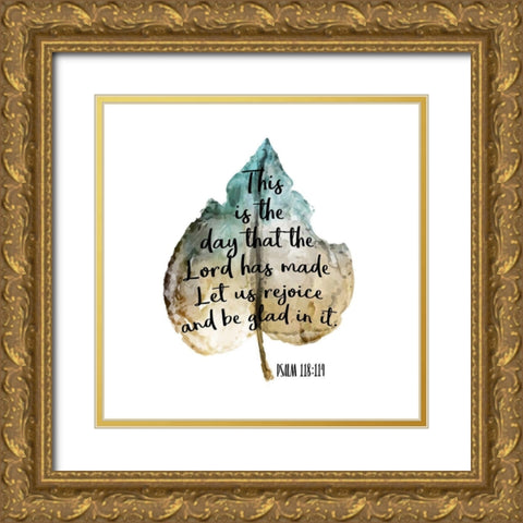 Psalm Leaf 2 Gold Ornate Wood Framed Art Print with Double Matting by Kimberly, Allen