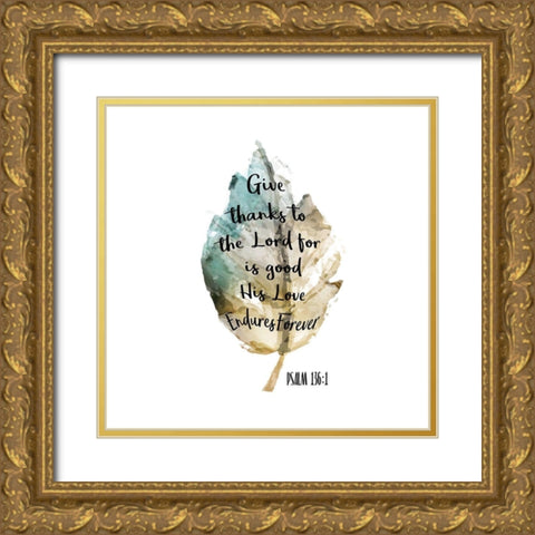 Psalm Leaf 3 Gold Ornate Wood Framed Art Print with Double Matting by Kimberly, Allen