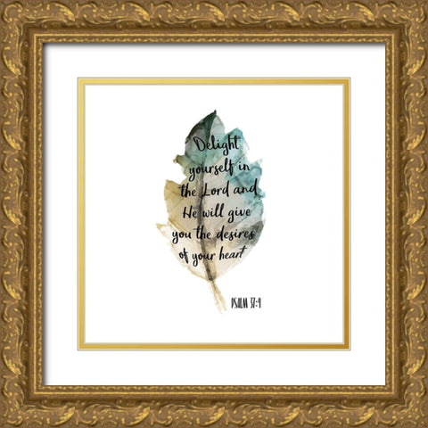 Psalm Leaf 4 Gold Ornate Wood Framed Art Print with Double Matting by Kimberly, Allen