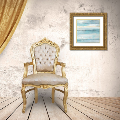 Layers of Blue Gold Ornate Wood Framed Art Print with Double Matting by Kimberly, Allen