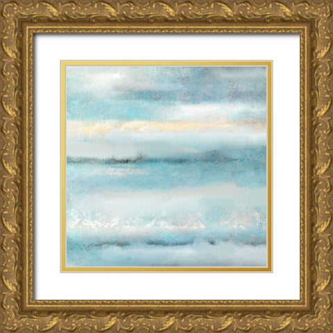 Layers of Blue Gold Ornate Wood Framed Art Print with Double Matting by Kimberly, Allen