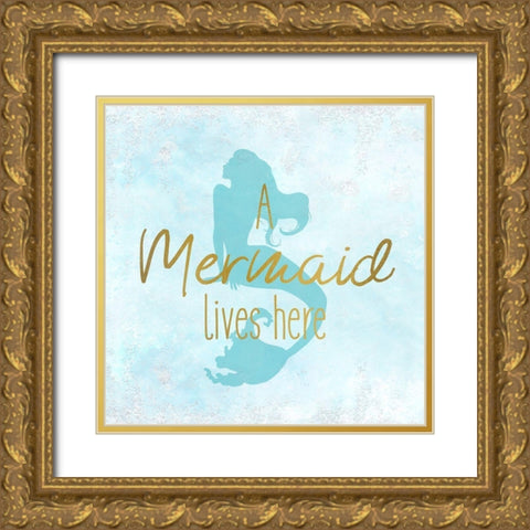 A Mermaid 1 Gold Ornate Wood Framed Art Print with Double Matting by Kimberly, Allen