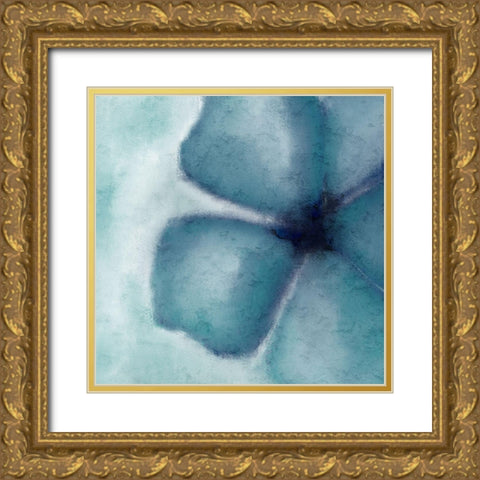 Teal Bloom Gold Ornate Wood Framed Art Print with Double Matting by Kimberly, Allen