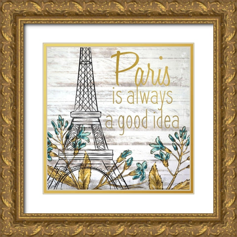 Paris 1 Gold Ornate Wood Framed Art Print with Double Matting by Kimberly, Allen