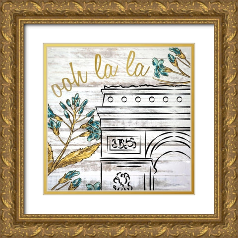 Paris 2 Gold Ornate Wood Framed Art Print with Double Matting by Kimberly, Allen