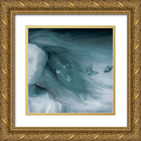 Fligh of the Butterflies Gold Ornate Wood Framed Art Print with Double Matting by Allen, Kimberly