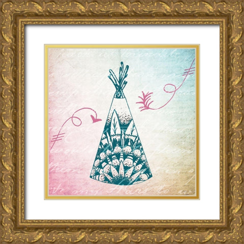 Boho C Gold Ornate Wood Framed Art Print with Double Matting by Kimberly, Allen
