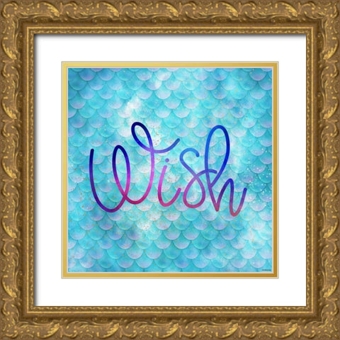 Wish Mermaid Gold Ornate Wood Framed Art Print with Double Matting by Louise, Gigi
