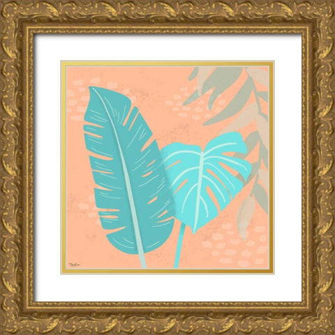 Tropical Leaves 1 Gold Ornate Wood Framed Art Print with Double Matting by Louise, Gigi