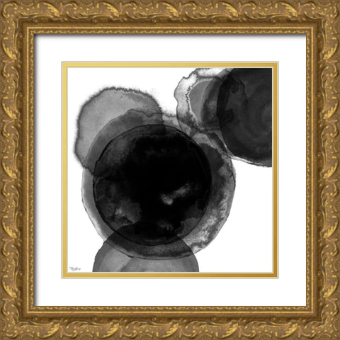 Black Circle Abstract 2 Gold Ornate Wood Framed Art Print with Double Matting by Louise, Gigi