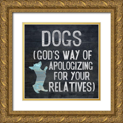 Dog Relatives Gold Ornate Wood Framed Art Print with Double Matting by Louise, Gigi