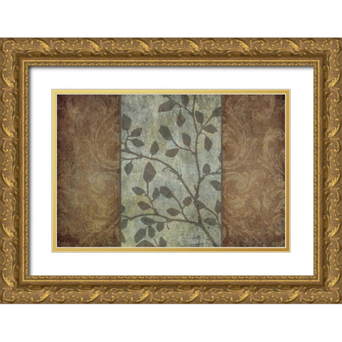 Rustic Leaves I Gold Ornate Wood Framed Art Print with Double Matting by Emery, Kristin