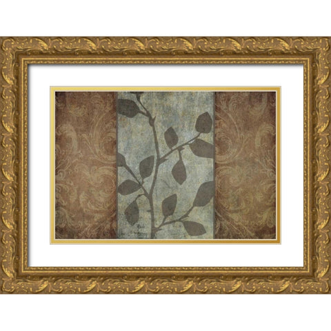 Rustic Leaves II Gold Ornate Wood Framed Art Print with Double Matting by Emery, Kristin