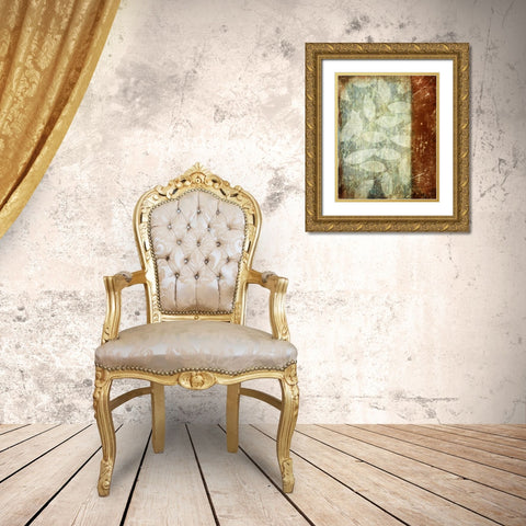 Rustic Leaves Gold Ornate Wood Framed Art Print with Double Matting by Emery, Kristin