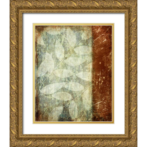 Rustic Leaves Gold Ornate Wood Framed Art Print with Double Matting by Emery, Kristin