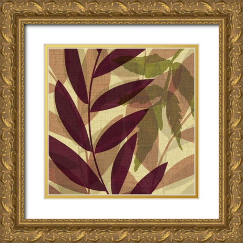 Purple and Yellow Leaves II Gold Ornate Wood Framed Art Print with Double Matting by Emery, Kristin