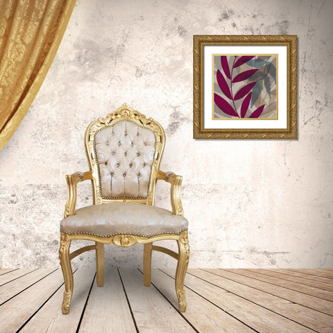 Purple and Green Leaves I Gold Ornate Wood Framed Art Print with Double Matting by Emery, Kristin