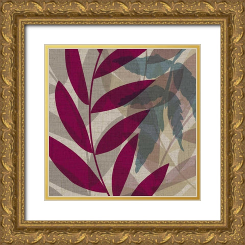 Purple and Green Leaves I Gold Ornate Wood Framed Art Print with Double Matting by Emery, Kristin