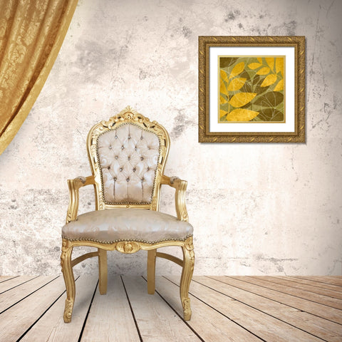 Yellow and Brown Leaves I Gold Ornate Wood Framed Art Print with Double Matting by Emery, Kristin