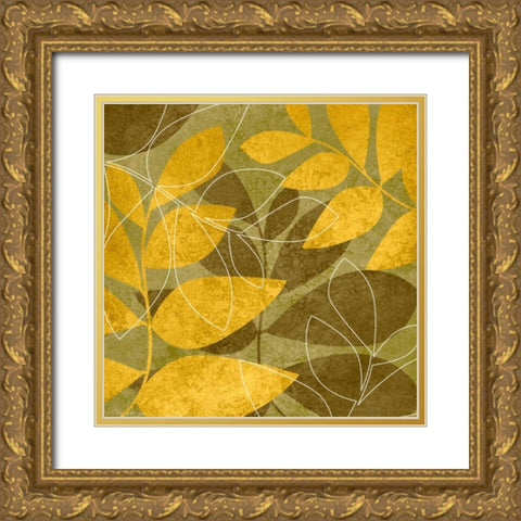 Yellow and Brown Leaves I Gold Ornate Wood Framed Art Print with Double Matting by Emery, Kristin