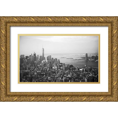 A Fly Over The City 1 Gold Ornate Wood Framed Art Print with Double Matting by Colberg, Lisa