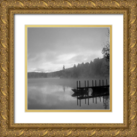 On The Dock bw Gold Ornate Wood Framed Art Print with Double Matting by Colberg, Lisa