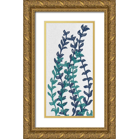 Denim Folia I Gold Ornate Wood Framed Art Print with Double Matting by Rossi, Lorraine