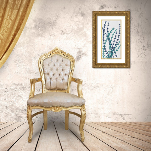 Denim Folia II Gold Ornate Wood Framed Art Print with Double Matting by Rossi, Lorraine