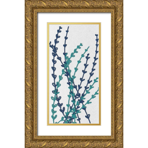 Denim Folia II Gold Ornate Wood Framed Art Print with Double Matting by Rossi, Lorraine